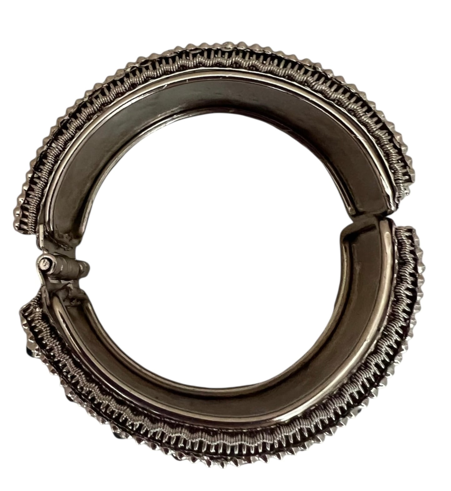 Silver Tone Bangle with Rhinestones