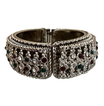 Silver Tone Bangle with Rhinestones