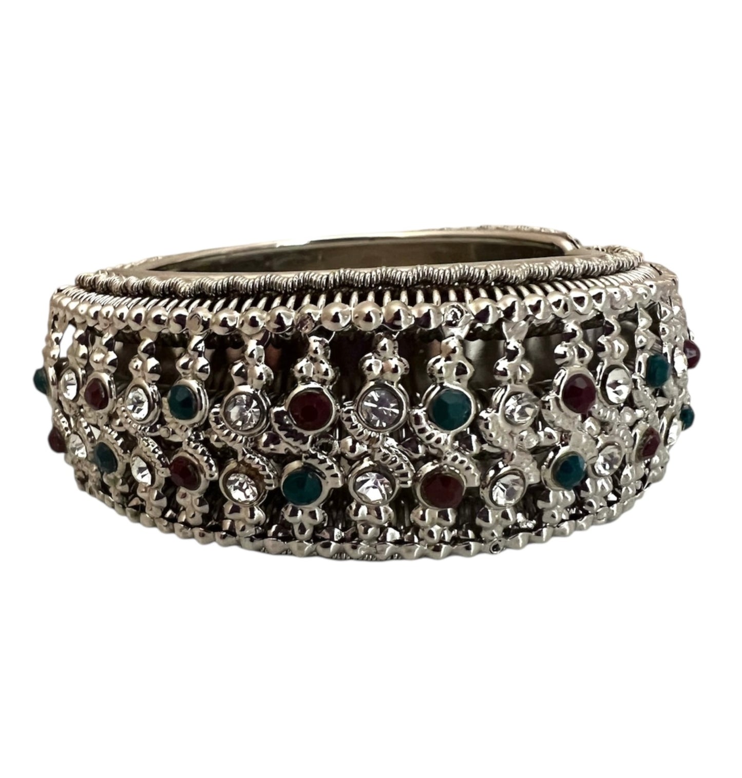 Silver Tone Bangle with Rhinestones