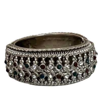 Silver Tone Bangle with Rhinestones