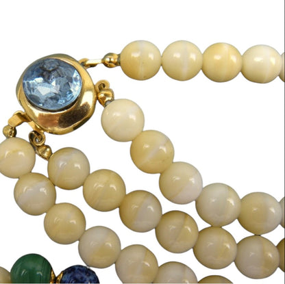 Agate Beaded Necklace With Gemstone Trim