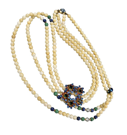 Agate Beaded Necklace With Gemstone Trim