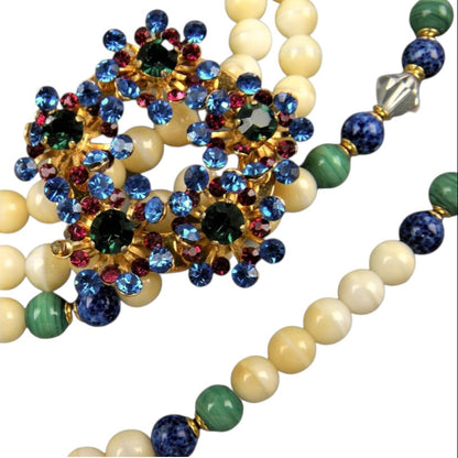Agate Beaded Necklace With Gemstone Trim