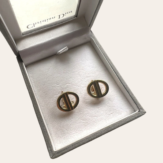 Christian Dior Petite Logo Earrings With Original Box