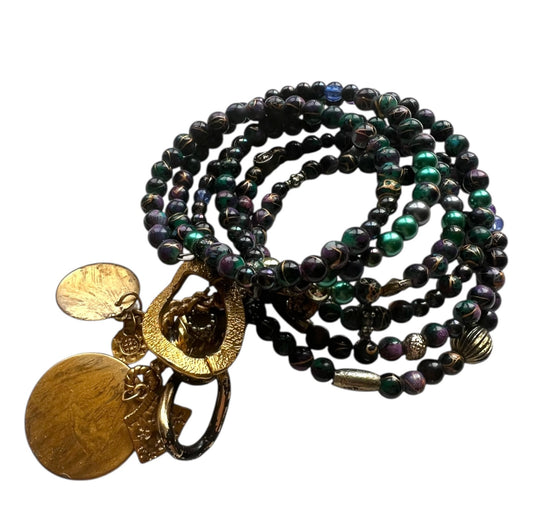 Multi Wrap Beaded Bracelet With Charms