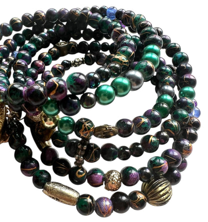 Multi Wrap Beaded Bracelet With Charms