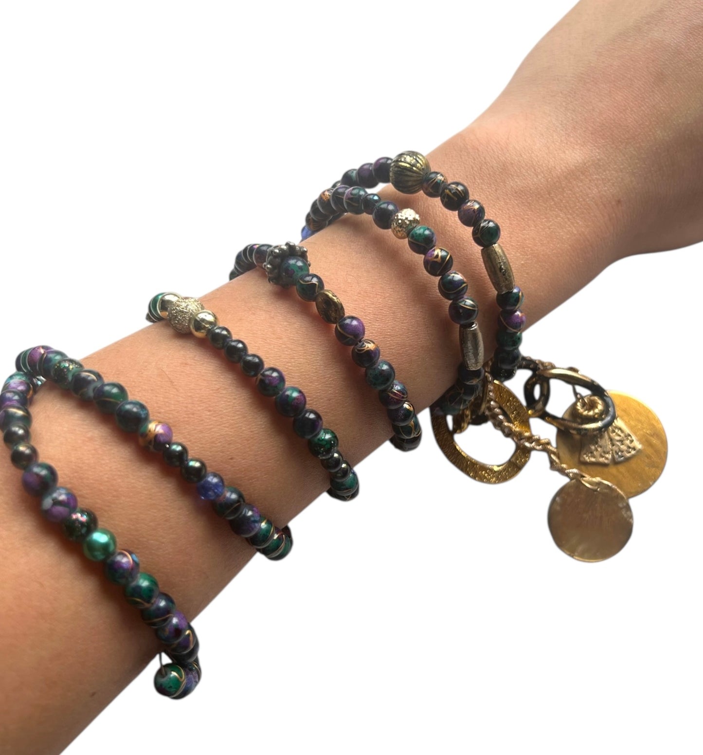 Multi Wrap Beaded Bracelet With Charms