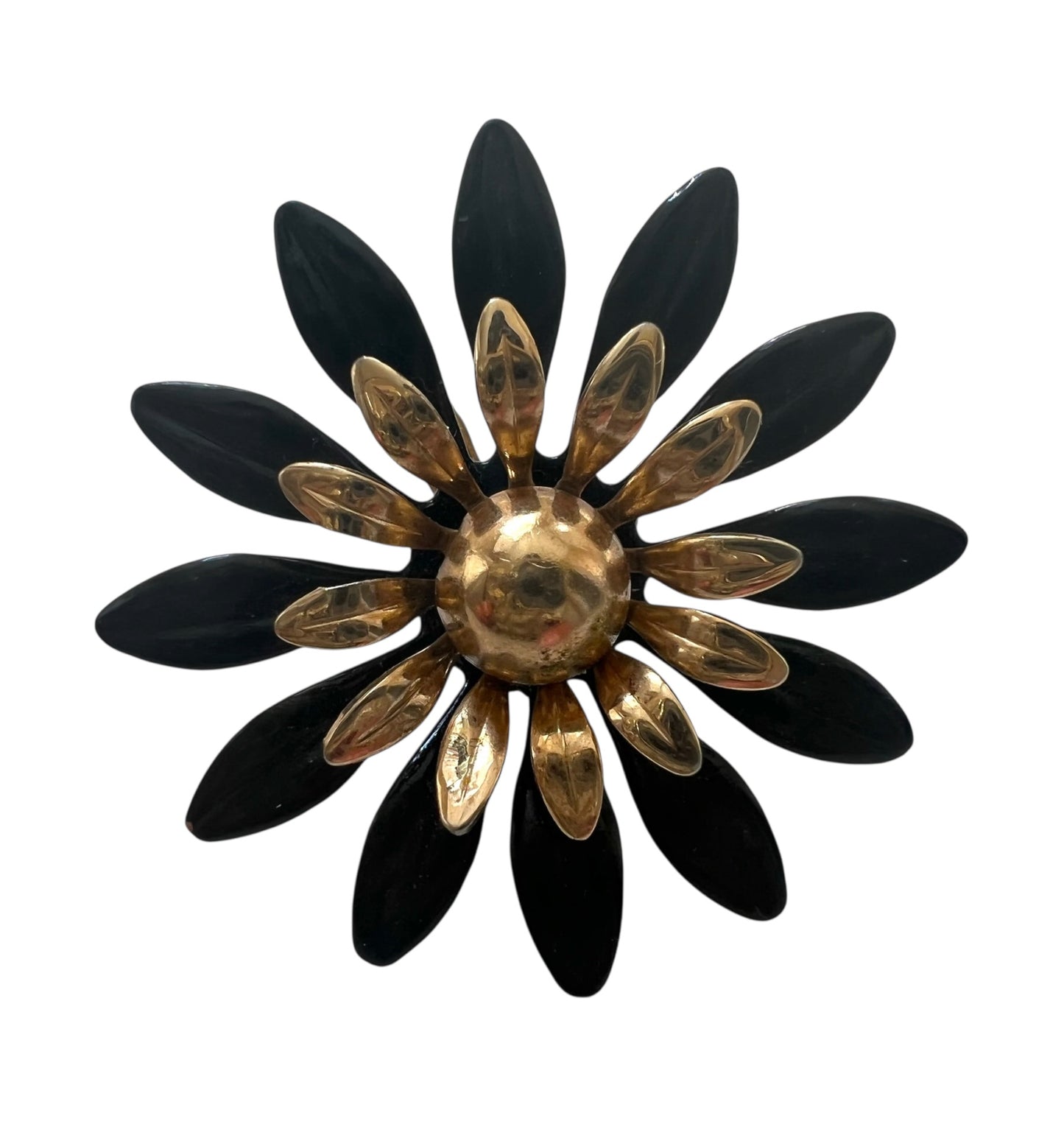 Sarah Coventry Black Flower Brooch And Earrings Set