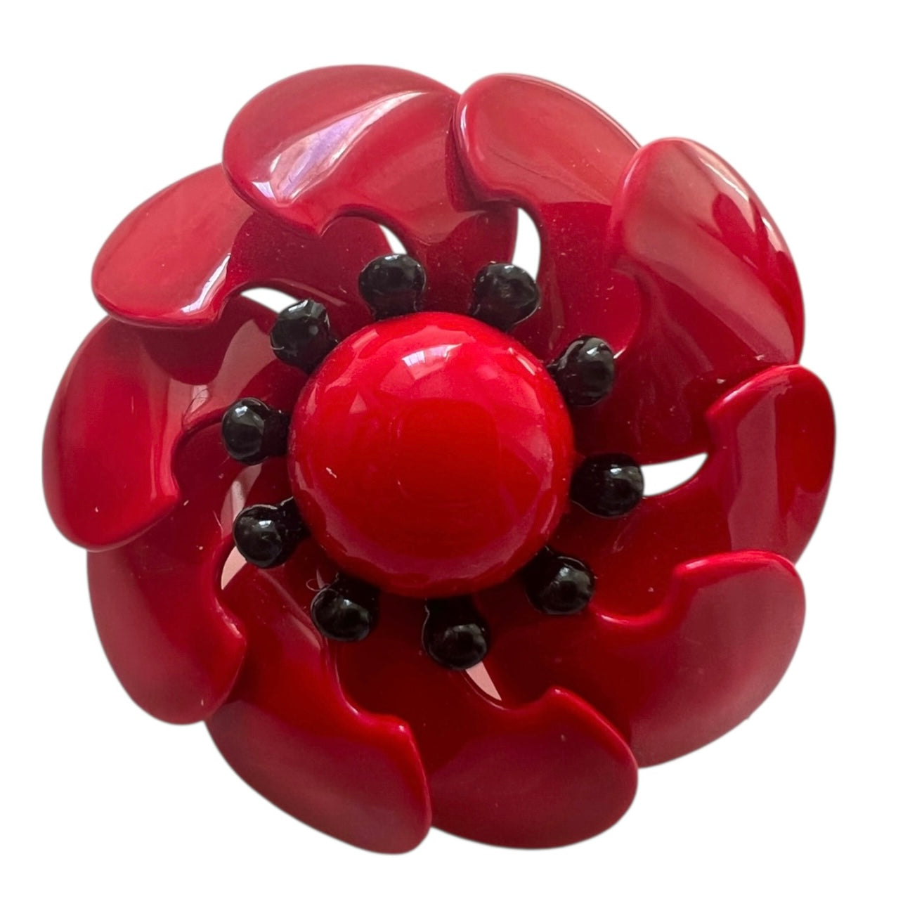 3D Red Flower Clip On Earrings
