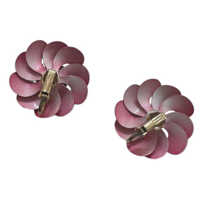 3D Red Flower Clip On Earrings