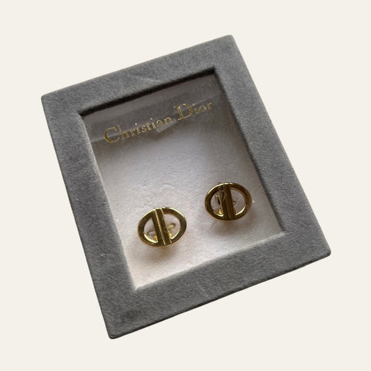 Christian Dior Petite Logo Earrings With Original Box