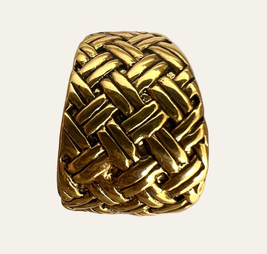 Oscar De La Renta Gold Tone Hoop Clip On Earrings