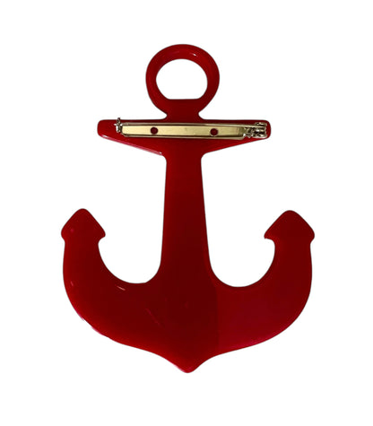 Massive Red Heart & Sea Anchor Brooches