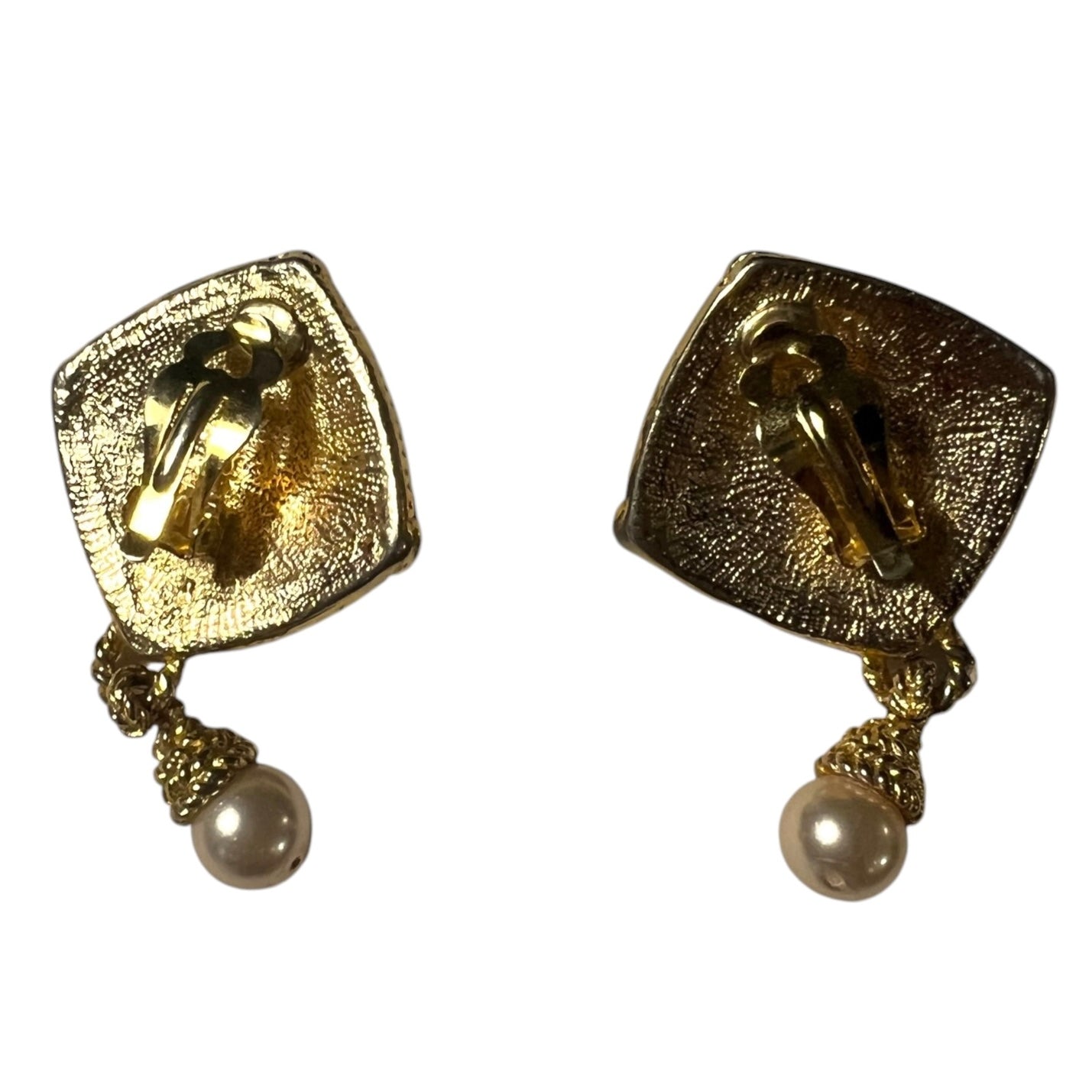 1980's Dangle Earrings With Red Cabochons