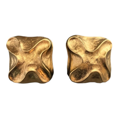 1990's Squared Domed Criss-Cross Clip On Earrings