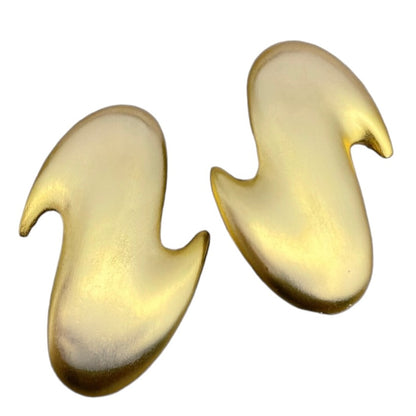 1980's Large S Shaped Clip On Earrings