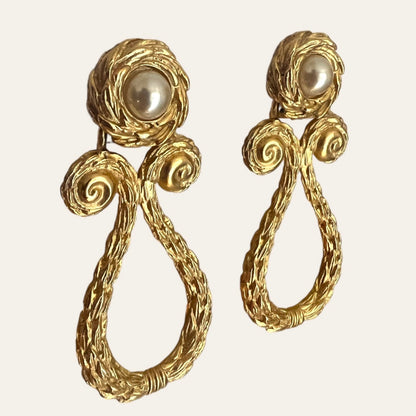 1990's Large Etruscan Clip On Earrings