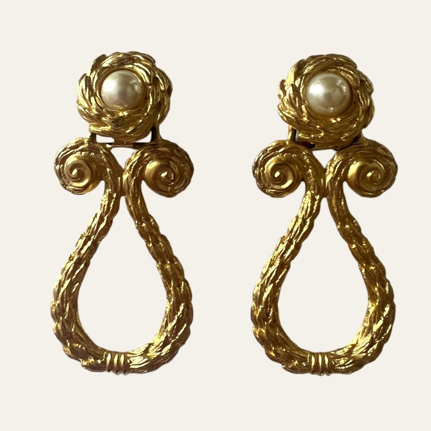 1990's Large Etruscan Clip On Earrings