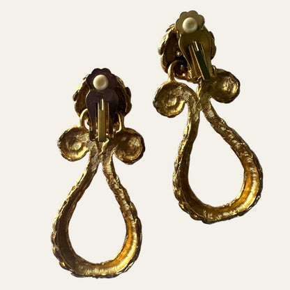 1990's Large Etruscan Clip On Earrings