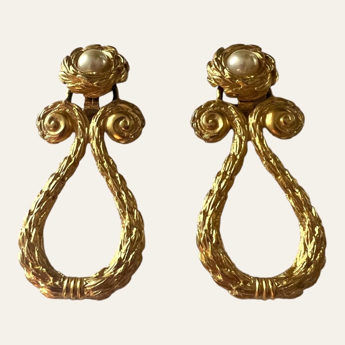 1990's Large Etruscan Clip On Earrings