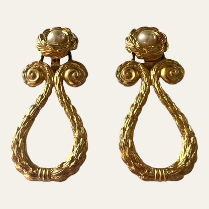 1990's Large Etruscan Clip On Earrings