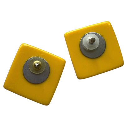 1960's Pop Yellow Squared Earrings