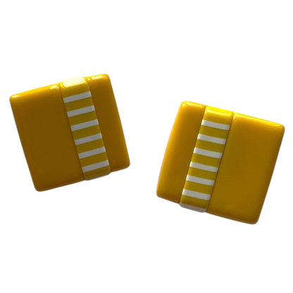 1960's Pop Yellow Squared Earrings
