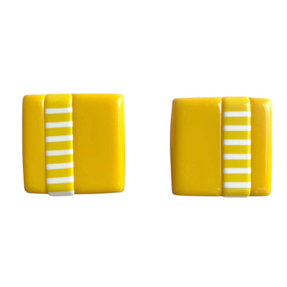 1960's Pop Yellow Squared Earrings