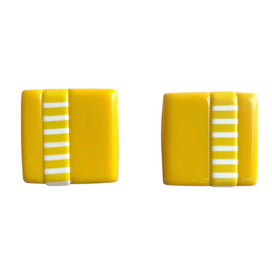 1960's Pop Yellow Squared Earrings