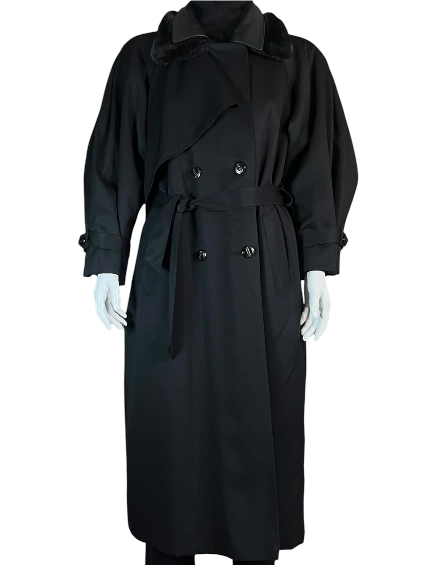 1980's Braemar by Diana Charles Maxi Black Overcoat
