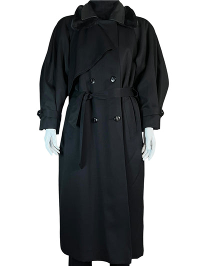 1980's Braemar by Diana Charles Maxi Black Overcoat