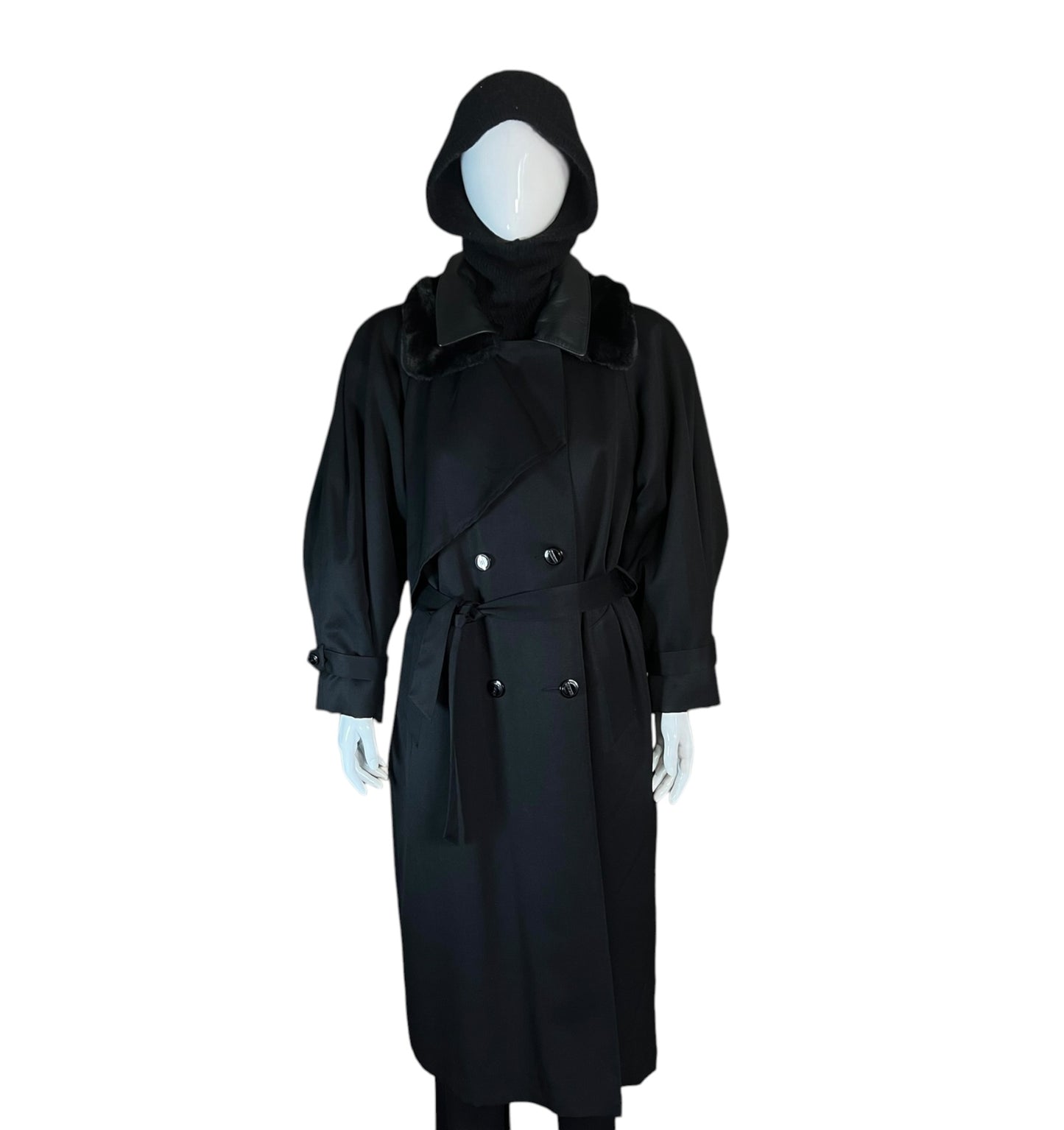 1980's Braemar by Diana Charles Maxi Black Overcoat