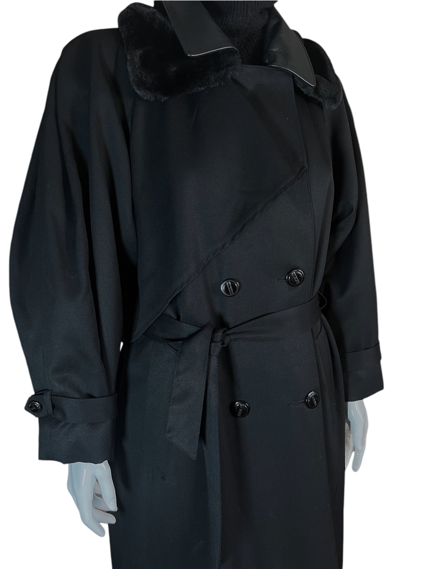 1980's Braemar by Diana Charles Maxi Black Overcoat