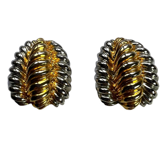 Ribbed Clip On Earrings