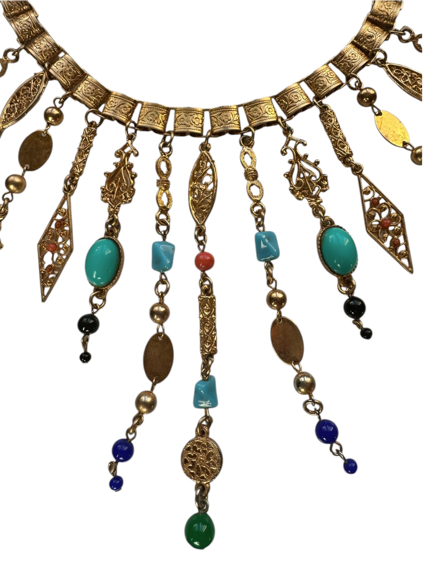 Victorian Revival Book Chain Fringe Dangle Necklace