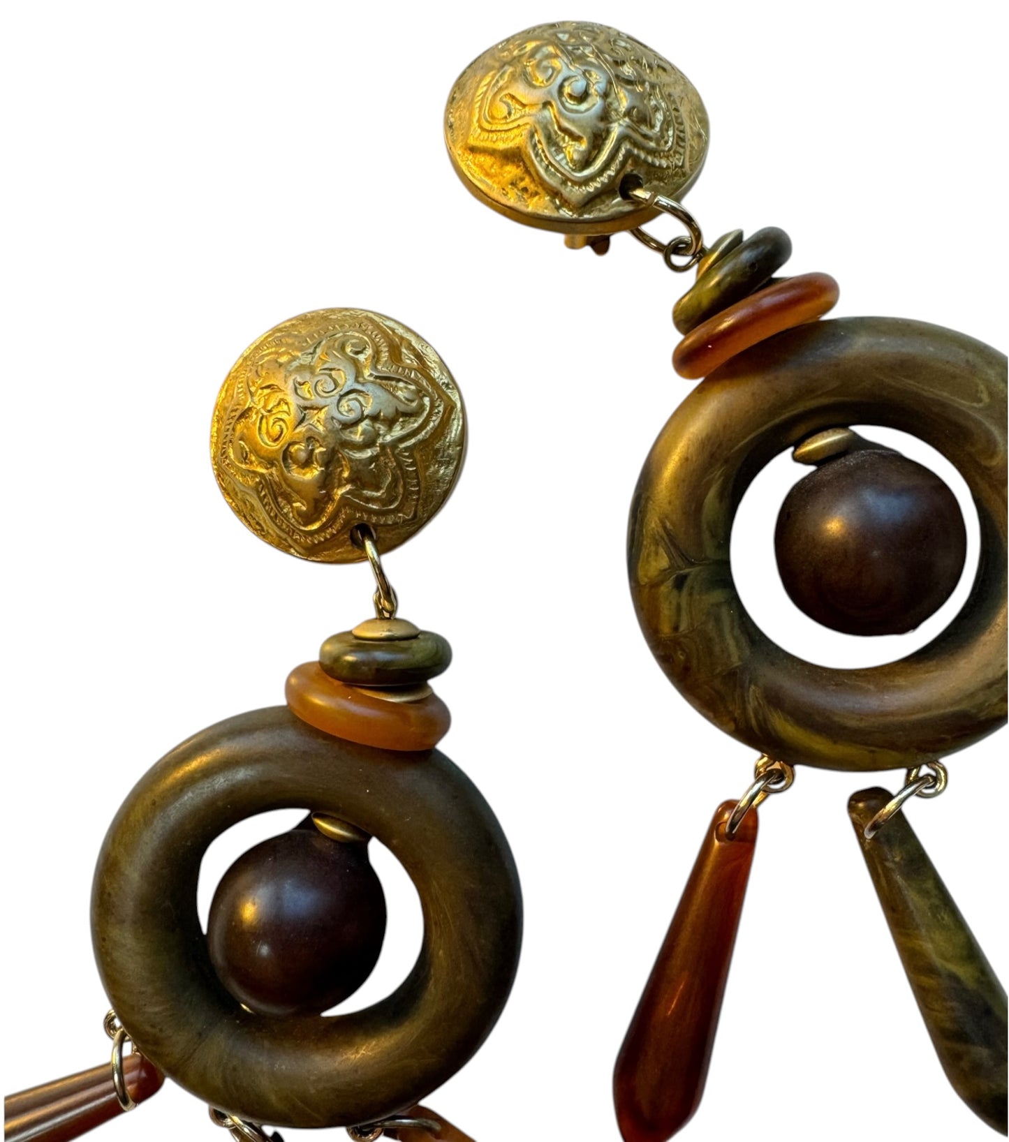 Made In Italy Massive Bakelite Drop Clip On Earrings