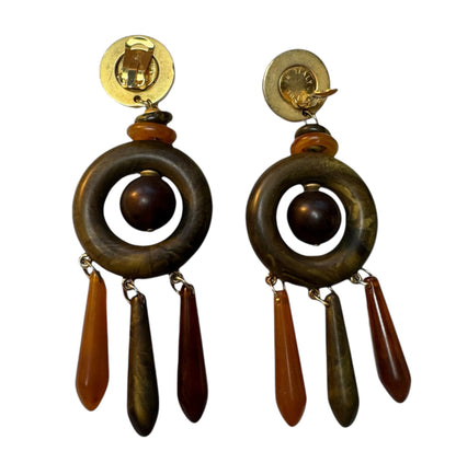 Made In Italy Massive Bakelite Drop Clip On Earrings