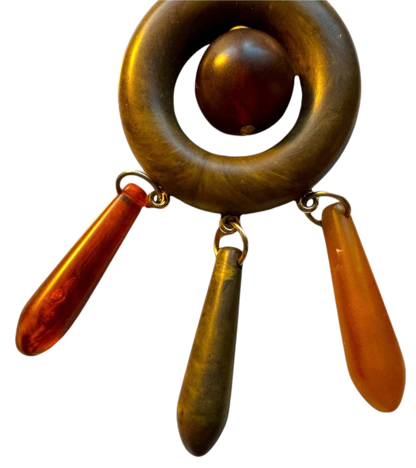 Made In Italy Massive Bakelite Drop Clip On Earrings