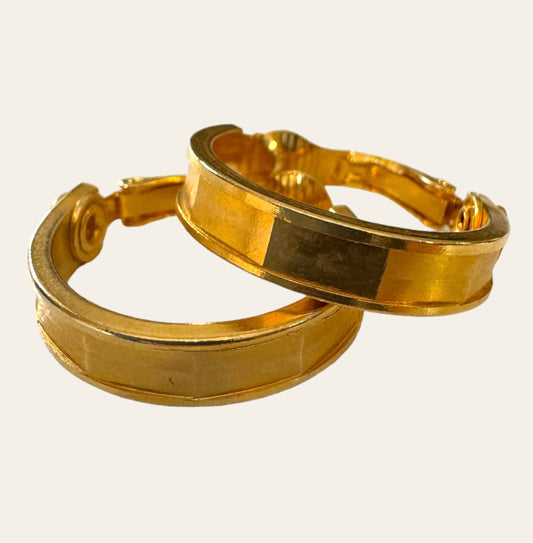 Classic Gold Tone Hoop Clip On Earrings