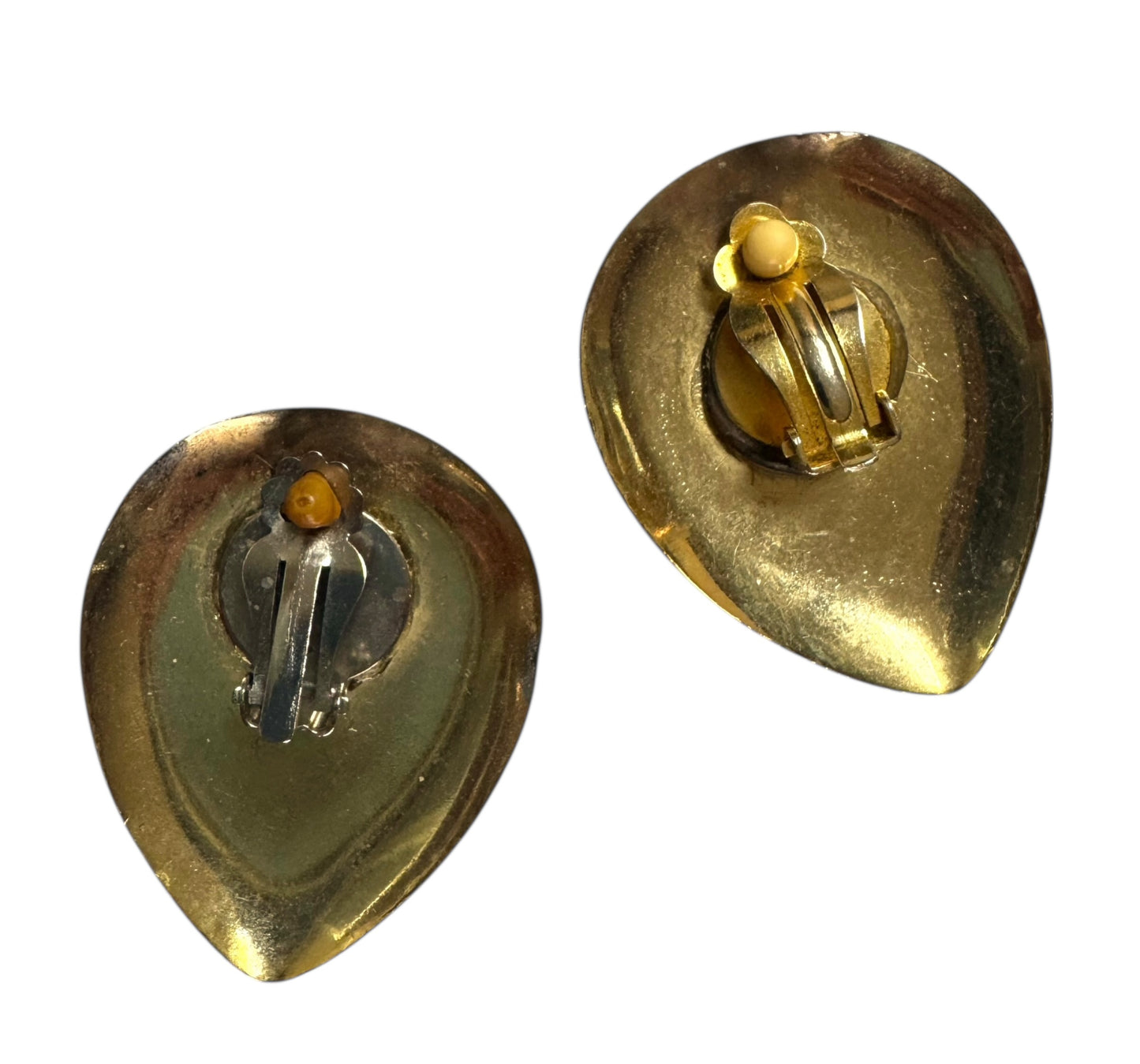 Large 1980s Purple Lucite & Gold Tone Clip On Earrings