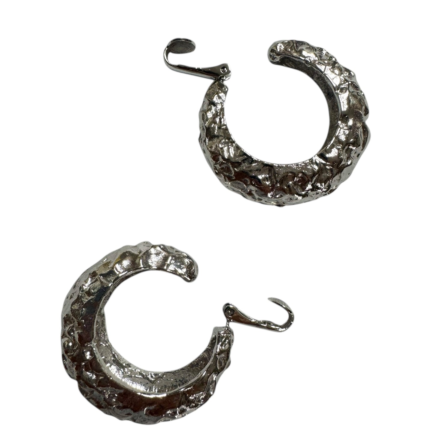 Vintage Chunky Silver Tone Clip On Earrings
