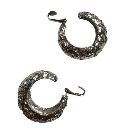 Vintage Chunky Silver Tone Clip On Earrings