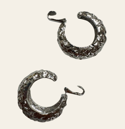 Vintage Chunky Silver Tone Clip On Earrings