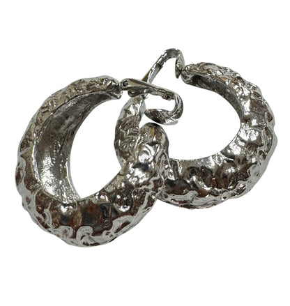 Vintage Chunky Silver Tone Clip On Earrings