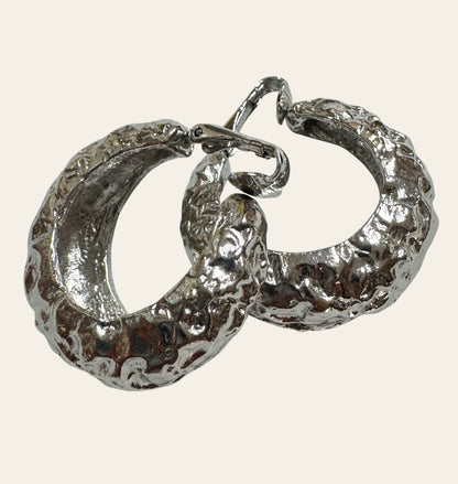 Vintage Chunky Silver Tone Clip On Earrings