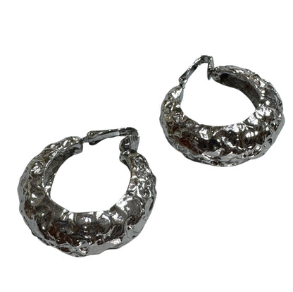 Vintage Chunky Silver Tone Clip On Earrings