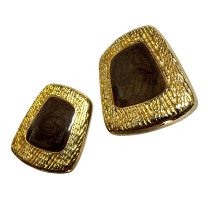 1980s Modernist Rectangular Clip On Earrings