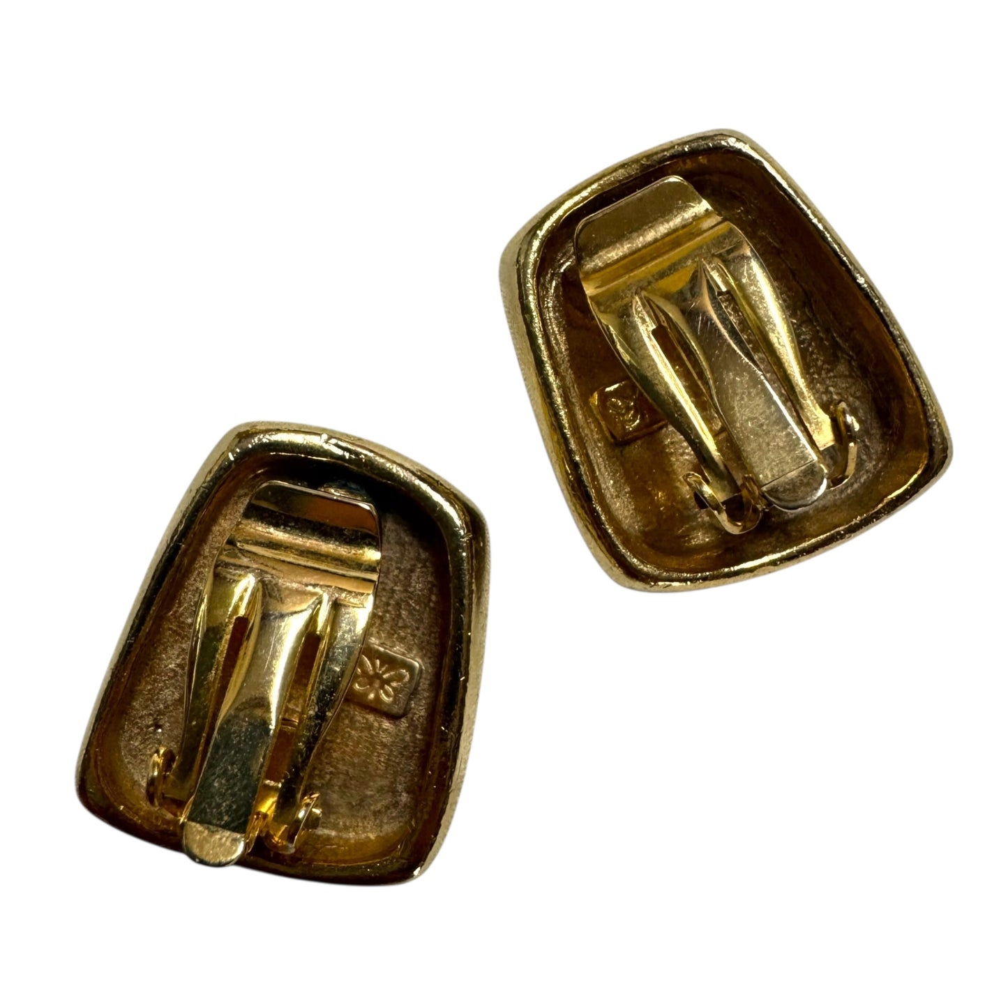 1980s Modernist Rectangular Clip On Earrings