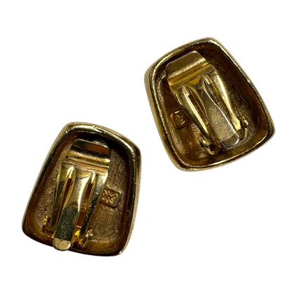 1980s Modernist Rectangular Clip On Earrings