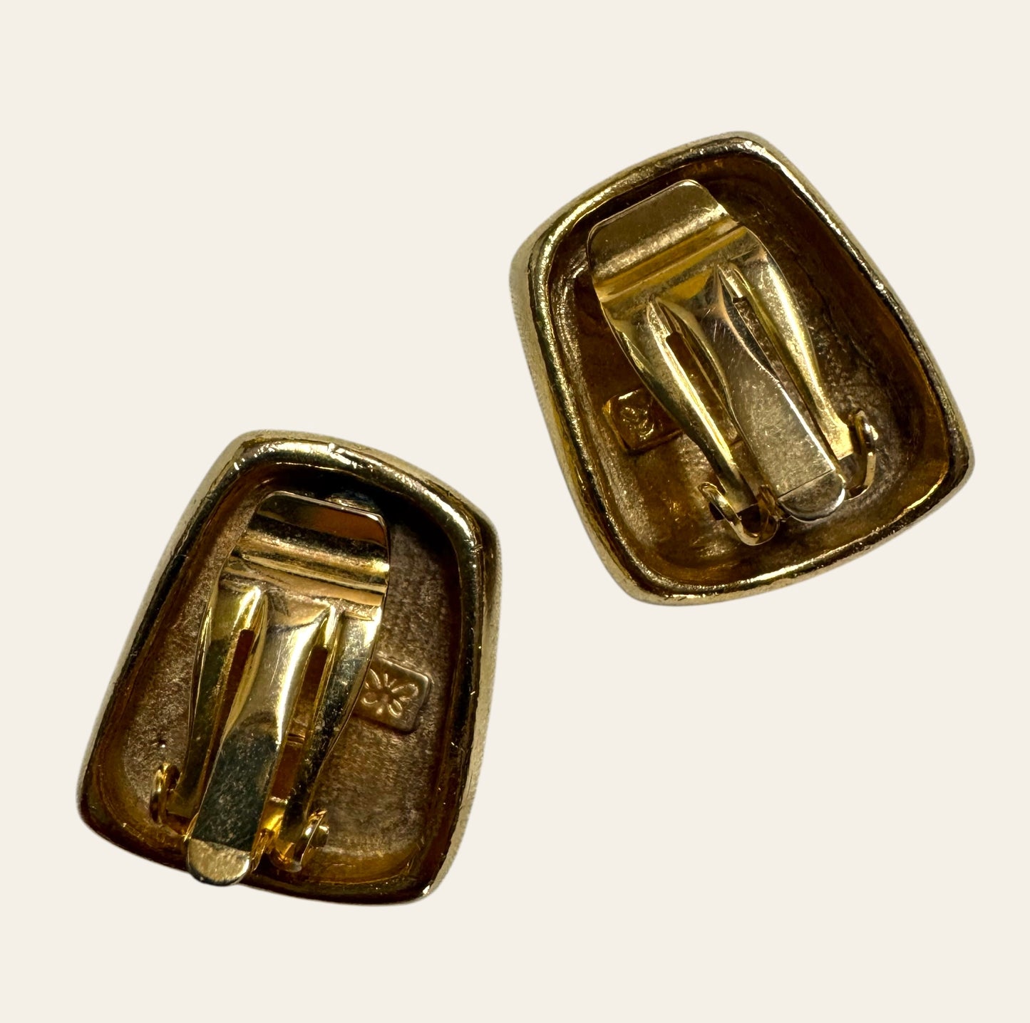 1980s Modernist Rectangular Clip On Earrings